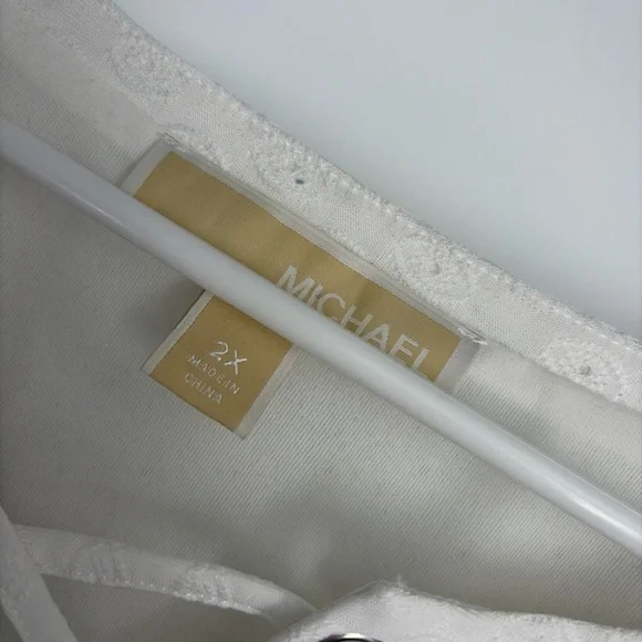 Michael Kors Plus Size 2X Dress Eyelet Lace Up Dress In White $140 - Picture 4 of 6